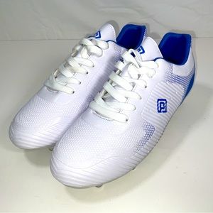 NWOB Men’s Dream Pairs Super Flight 2 Soccer Football Cleats White & Blue Sz 7.5